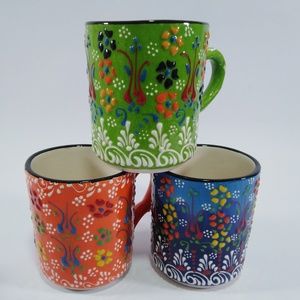 Hand Painted Turkish Ceramic Mug - Decorative Handmade Coffee, Latte & Tea Cup